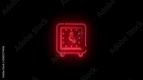 Glowing neon clock on black background timekeeping technology minimalist design