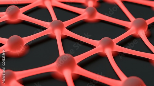 Réseau de neurones stylisé avec connexions roses luminescentes sur fond noir
