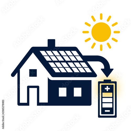 Solar Panel House Flat Vector Icon, Renewable Green Energy Concept Illustration