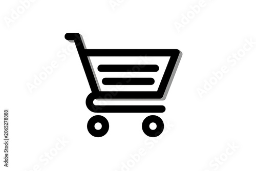 Shopping cart icon, black shopping basket, ecommerce symbol, checkout sign