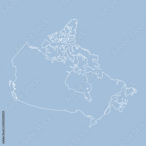 Vector outline map of Canada line border country