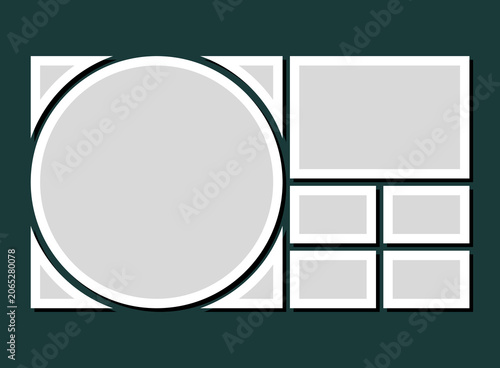 Template collage of six frames, images, photo