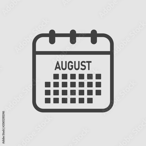 Vector template icon page calendar, month August