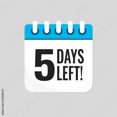 Countdown daily page calendar icon - 5 days left