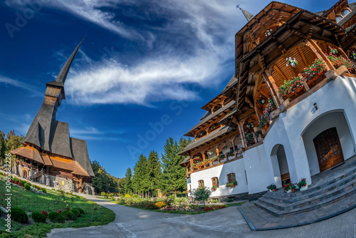 Fotografie Monastic complex that includes the wooden church of the Săpânța-Peri Monastery, Maramures, Romania