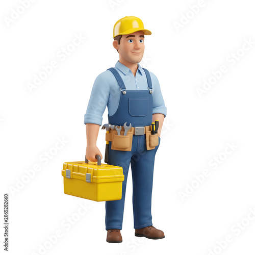 Cartoon construction worker in safety gear