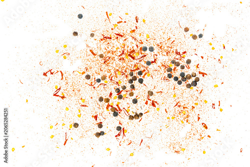 Colorful pepper flying white Black pepper isolated on white background.png	