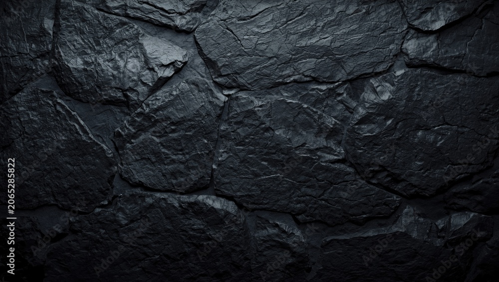Fototapeta premium Slate wall rough texture shown with dark black background for design inspiration