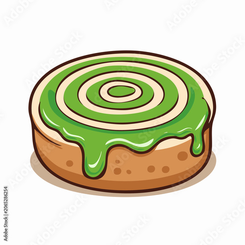 Green Iced Cinnamon Roll Illustration