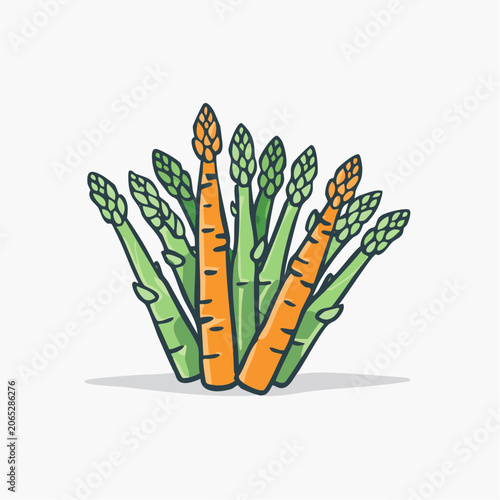 Illustration of Asparagus and Carrots