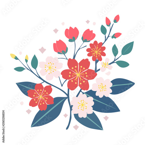 Colorful flat design flower bouquet illustration