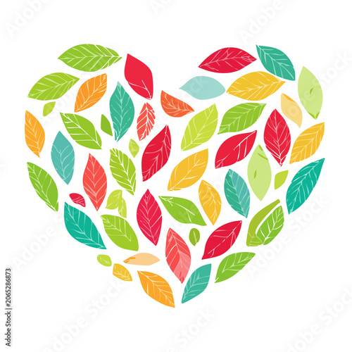 Colorful Heart Shaped Leaf Illustration