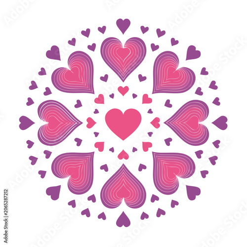 Pink and purple heart swirl pattern vector