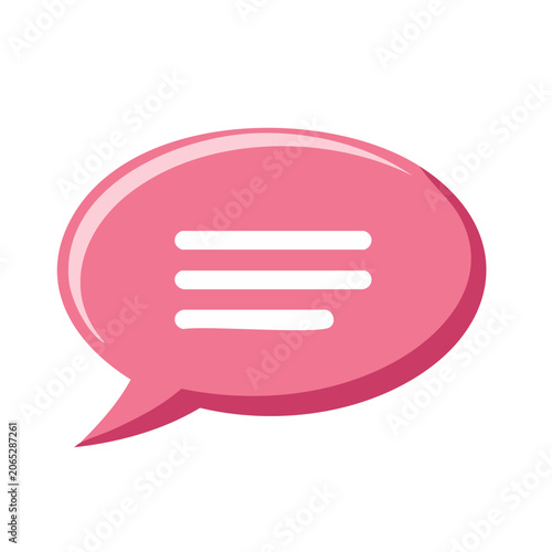 Pink speech bubble icon with three lines