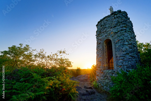 The Virgin tower on the Corne-Biche rock in Fontainebleau forest