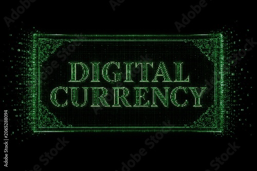 Glowing Green Digital Currency Money Illustration