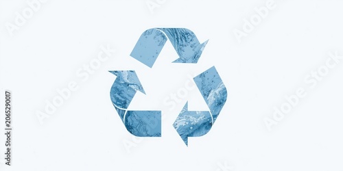 Water based recycling arrows making a clean circular symbol set on a white background