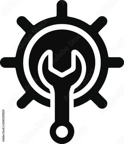 Fotografie Mechanical Tool Set Glyph Icon Design for Industrial Repair Tools, Engineering E