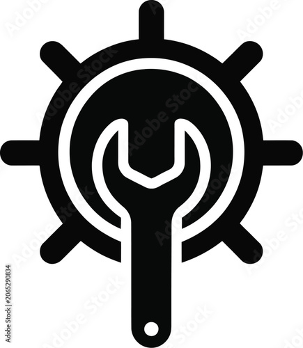 Foto Mechanical Tool Set Glyph Icon Design for Industrial Repair Tools, Engineering E