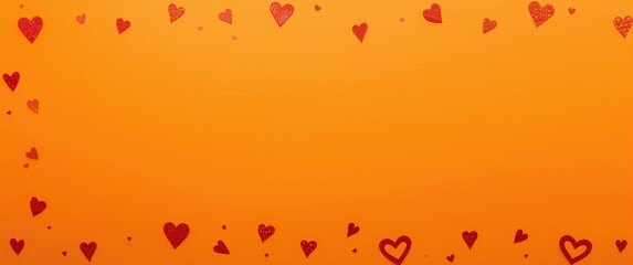 Red hearts border on an orange background