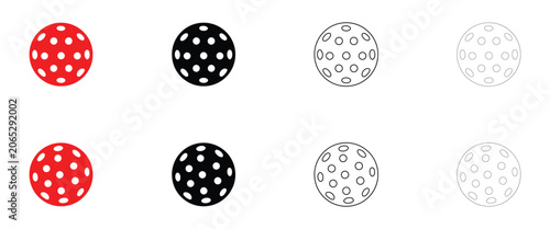 Pickleball ball icon vector, pickleball sports concept symbol vector, silhouette and line art illustration