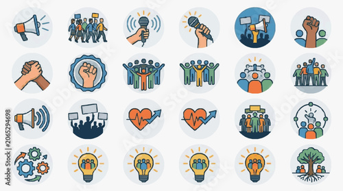 Obraz na plátně Team Collaboration Icons for Motivation.