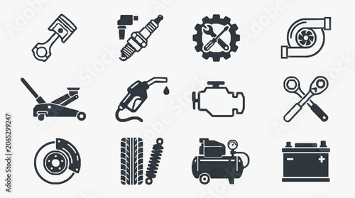 Tableau sur toile Automotive Maintenance Tools Icon Set.