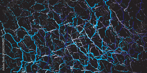 Εκτύπωση καμβά A stunning abstract black marble texture featuring glowing electric blue cracks and natural stone patterns