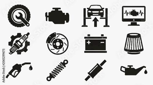 Fotografie Automotive Maintenance Icons Set.