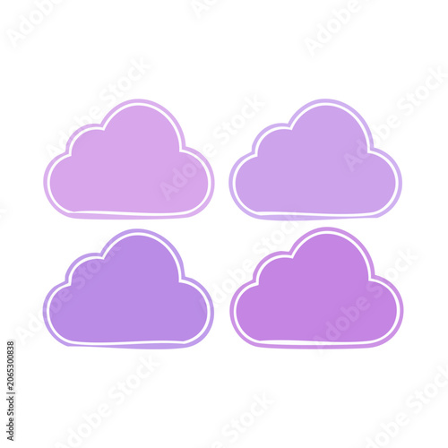 Purple cartoon clouds on white background