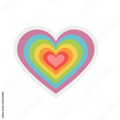 Rainbow Heart Illustration with Concentric Layers
