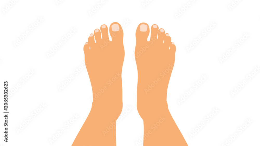 Obraz premium Top view of bare feet isolated on white background
