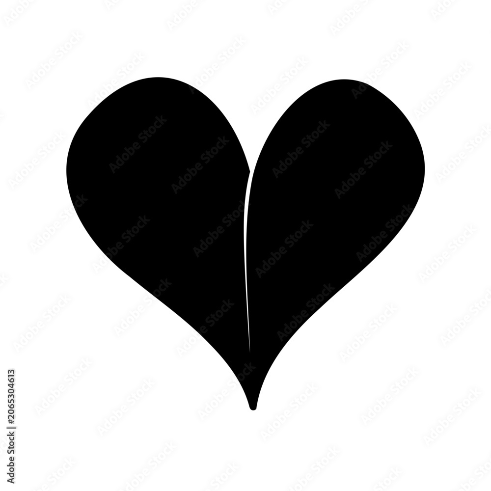 Obraz premium Black Heart Vector Graphic, Simple Love Symbol, Romantic Icon, Valentine's Day Element, Minimalist Design, Isolated on White