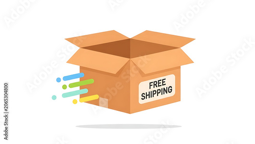 Free shipping, delivery, cardboard box, ecommerce, online shopping, parcel