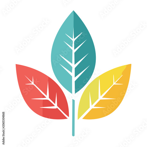 Colorful flat design leaves with stem