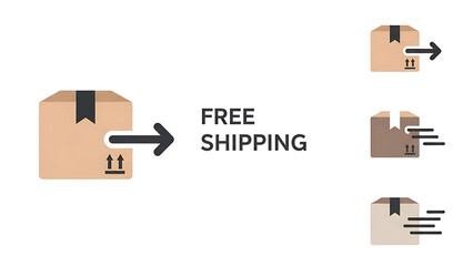 Free shipping icons, package delivery symbols, ecommerce graphics, logistic signs