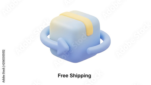3D shipping icon, free delivery symbol, ecommerce label, logistic sign