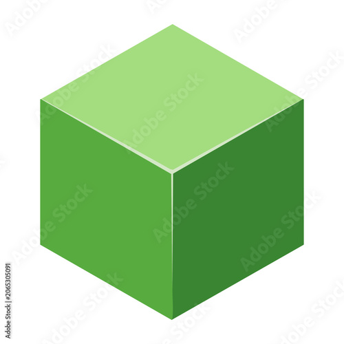 Isometric green cube 3D render