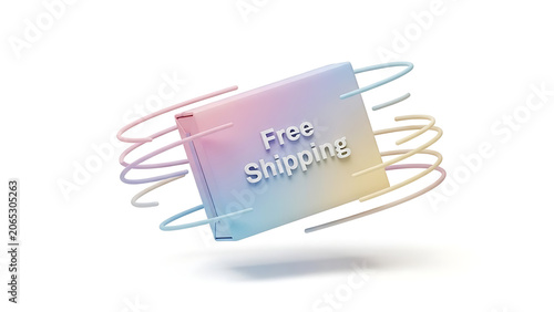 Free shipping label, colorful gradient badge, ecommerce promotion tag, discount sticker