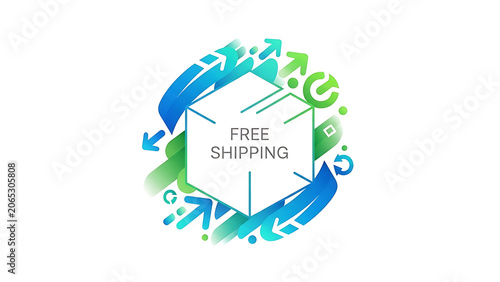 Free shipping, eco friendly, recycling symbol, green logistics, delivery icon