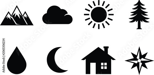 Mountain icon vector, weather and navigation flat symbols