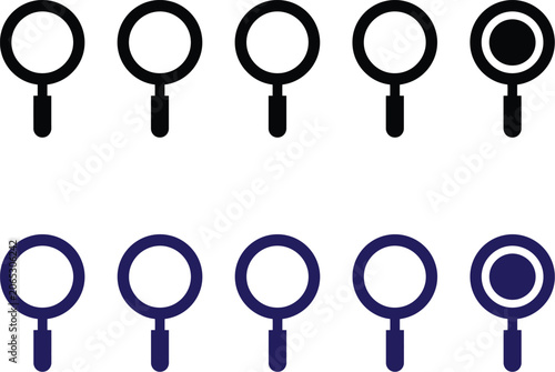 Magnifying glass icon set design elements for search tools