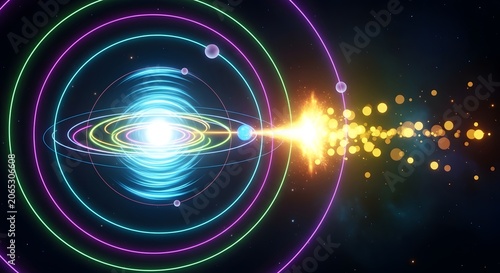 Vibrant Electron Transition in Atomic Orbitals with Glowing Energy Emission