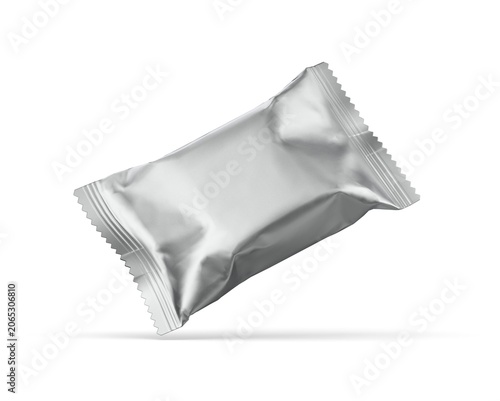 Blank packaging candy plastic sachet mockup isolated on white background.