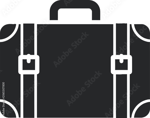 Stylized Black and White Suitcase Illustration for Travel Concepts.