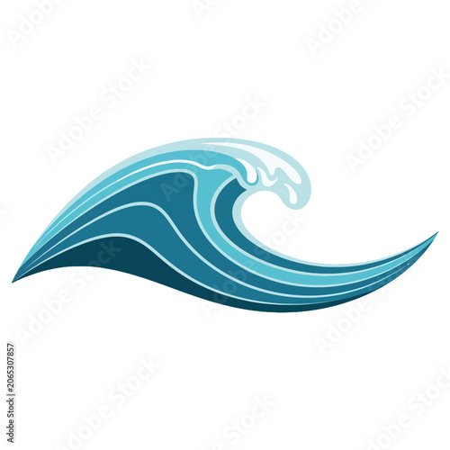 Stylized Blue Ocean Wave Illustration with White Crest.