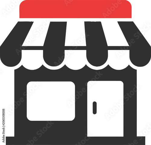 Storefront Icon - A Simple Depiction of a Shop with Awning.