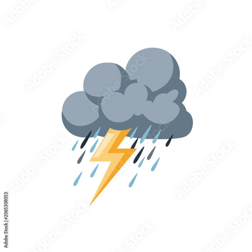 Stormy weather with lightning bolt flash.