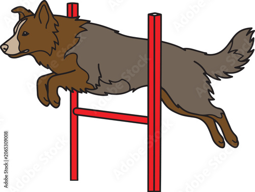 Agility Dog Jumping Over Hurdle Vector Illustration