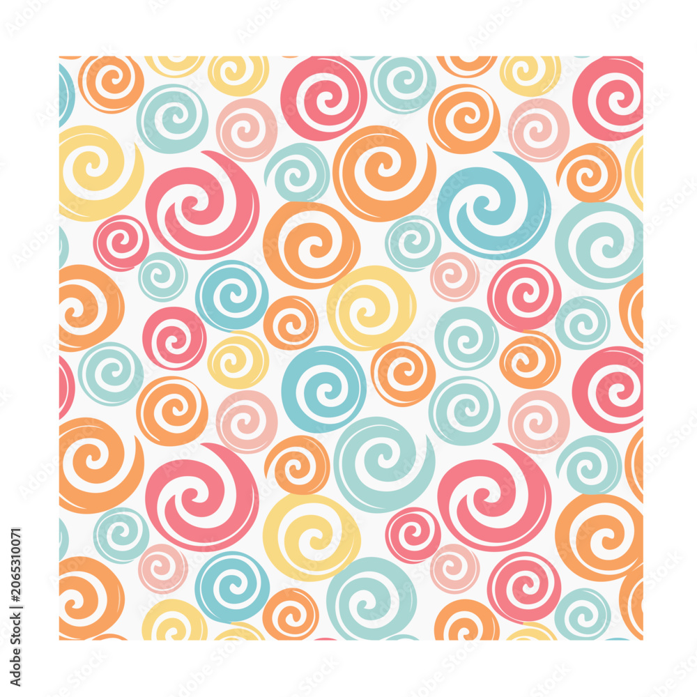 Fototapeta premium Colorful Hand-Drawn Swirl Pattern on White